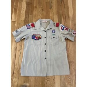 Boy Scouts‎ of America BSA Youth Shirt Large Tan Short Sleeve No patches EUC